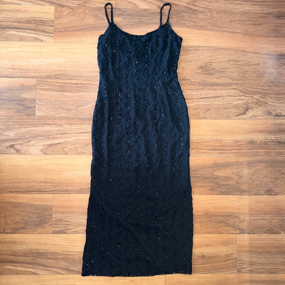J Kara vintage black beaded dress. Medium
